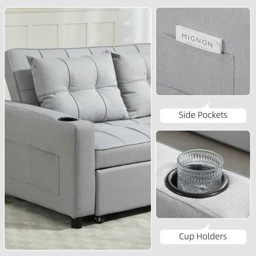 Wyld Haus Kahani Razi Light Grey Upholstered 2 Seater Pull Out Sofa Bed