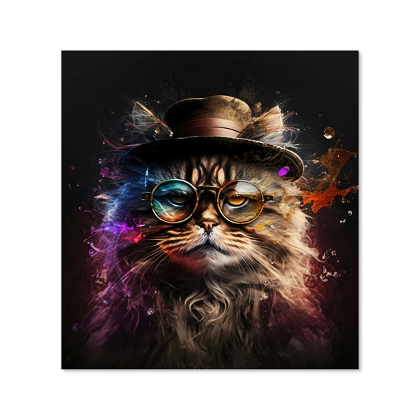 Warren Reed - Designer Siberian Cat With Glasses Splashart Kitchen Splashback