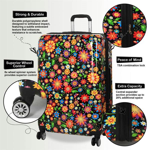 Snowball Hard Shell Printed Cabin 55 x 36 x 20 cm PP Suitcase Luggage Suitable for Easyjet, Ryanair