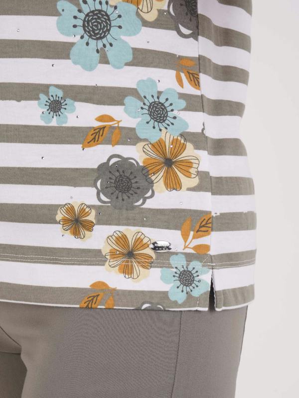 TIGI Stripe And Floral Blend Print Top