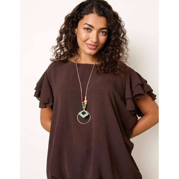 Blue Vanilla Double Frill with Elasticated Hem Top