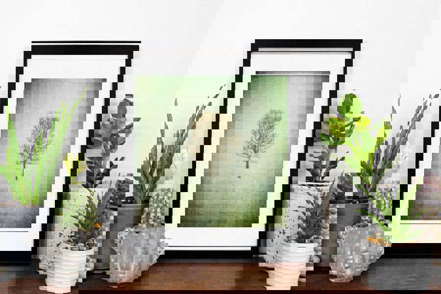 abstract green tree printed artwork