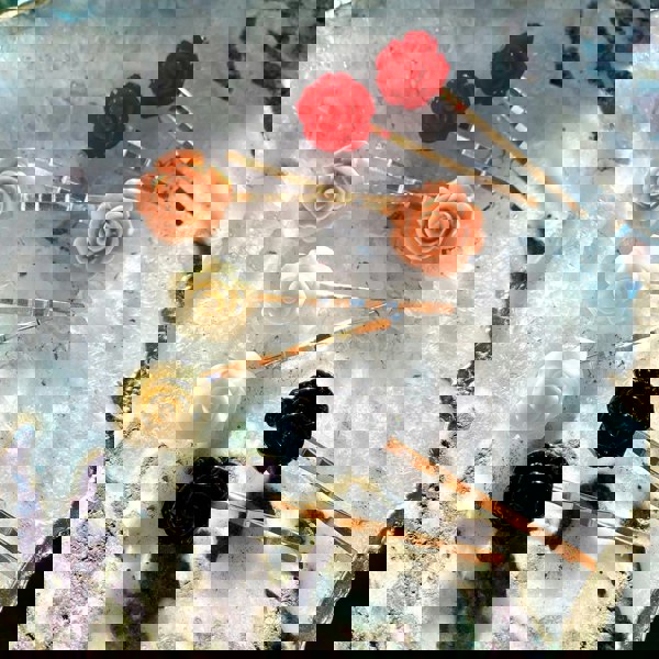 flower hair clips rose colourful