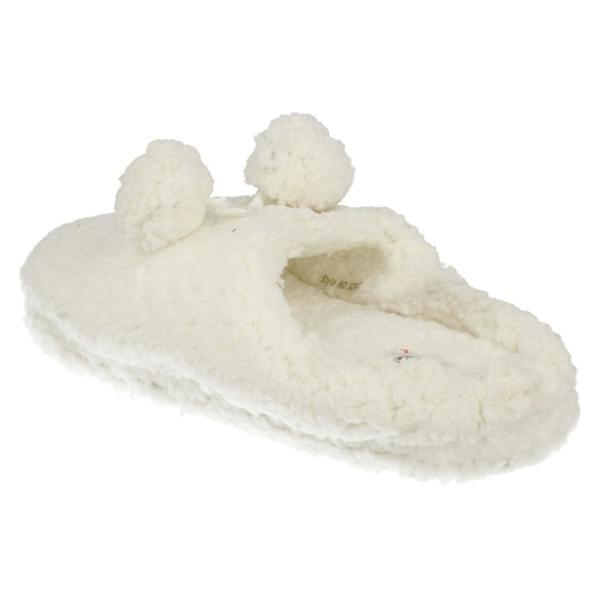 Eaze Ladies Eaze Fluffy Pom Pom Front Slippers