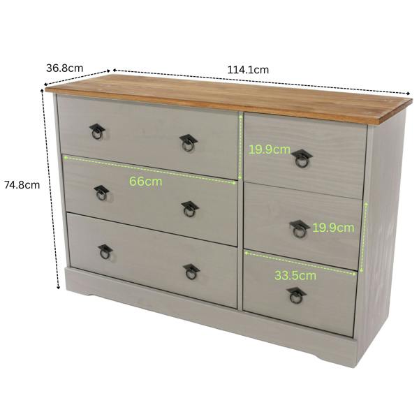 Core Products Corona Grey Modern 3 + 3 Drawer Chest of Drawers