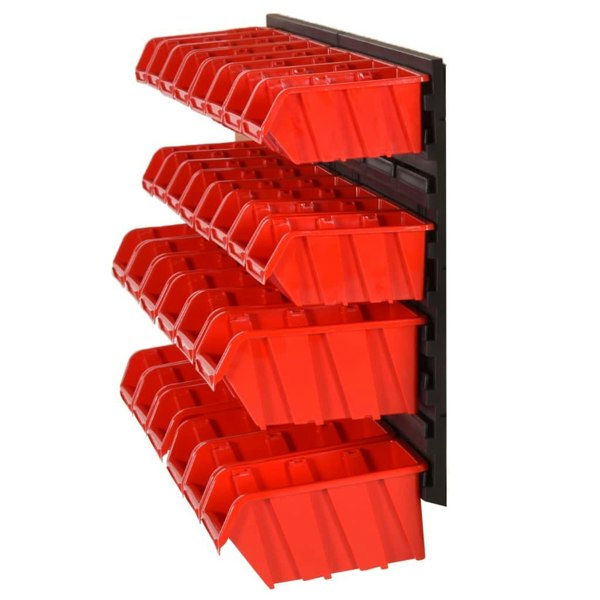 Berkfield 30 Piece Workshop Shelf Set Red and Black 77x39cm Polypropylene