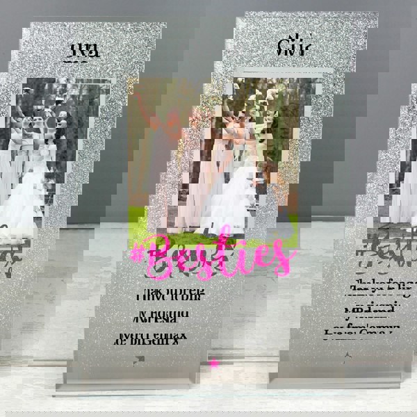 Personalised Memento Company Personalised 'Bestie' 4x4 Glitter Glass Photo Frame