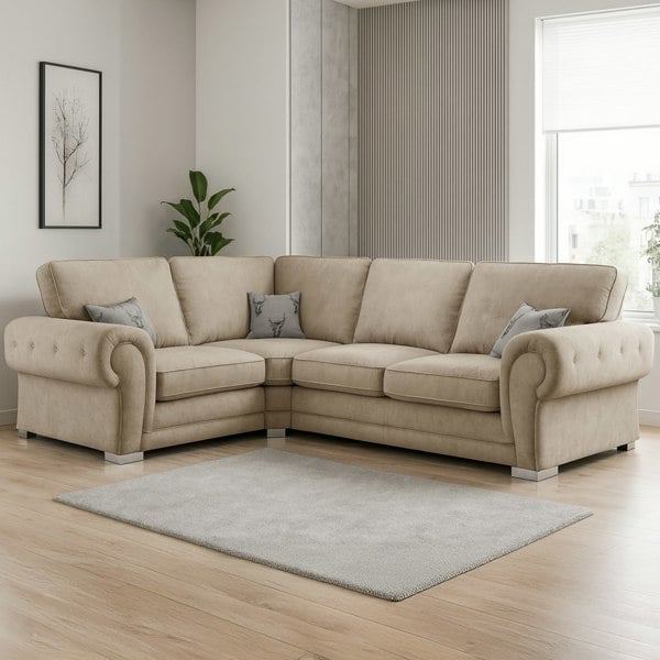 Furnishings For Less Milan Chesterfield Fabric 4 Seater Corner Sofa - Full Back