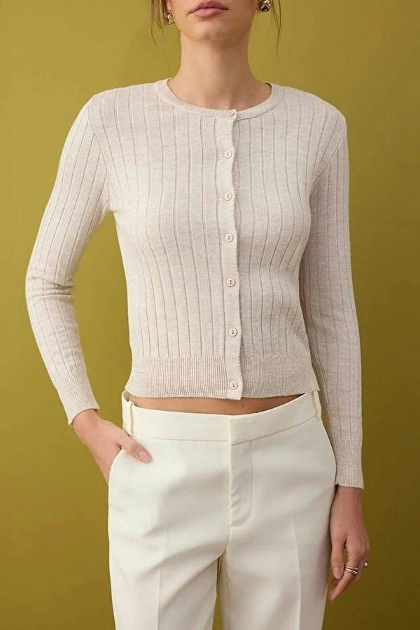WOVCOR 2-Piece Basic Knit Cardigan-Blouse Set
