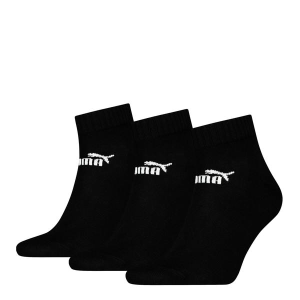 Puma Unisex Adult Quarter Ankle Socks (Pack of 3) - Black - 