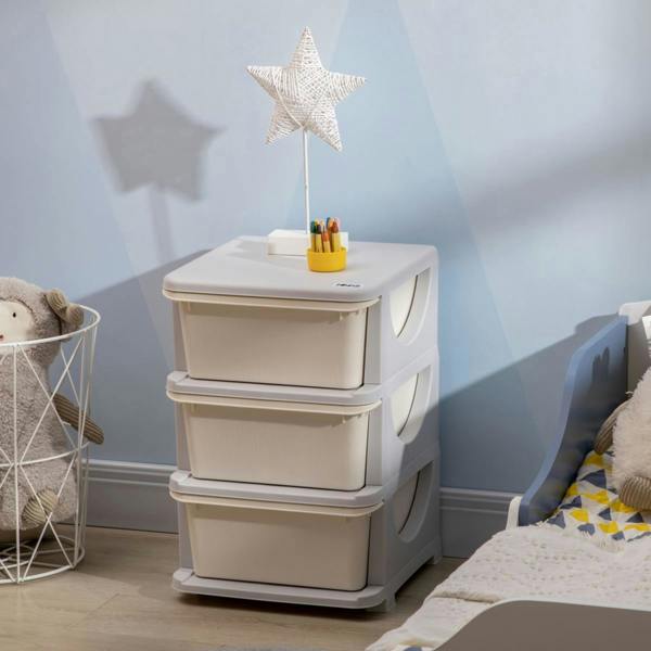 Dyzi Kids 3 Drawer Storage Unit Three Tier Vertical Dresser