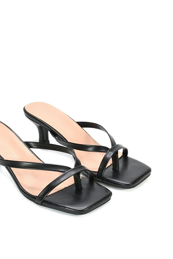XY LONDON Kitten Heel Sandal Mules With Toe Post