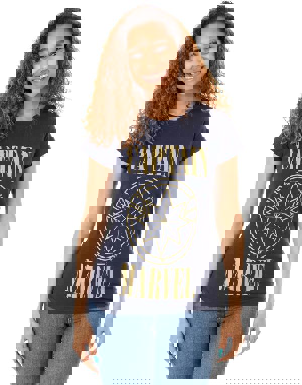 Marvel Womens Blue Captain Marvel Short Sleeved T-Shirt