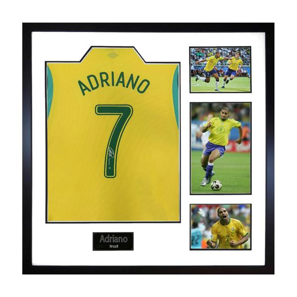 Adriano Signed Brazil Shirt Elite Frame