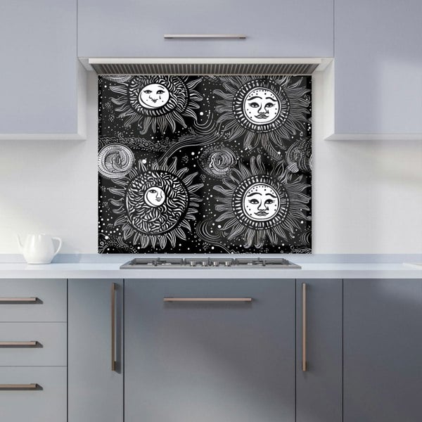 Warren Reed - Designer Moon and Sun White Black Kitchen Splashback