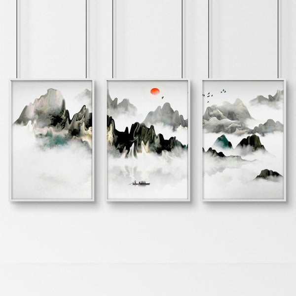 Art for a bedroom | set of 3 Japanese wall art