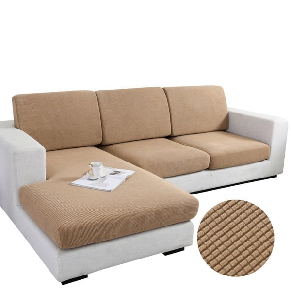 Anyhouz Anyseat Sofa Cover Camel Polyester Thick Stretchable Cushion For Living Room 1Pc Enlarge Size 160-185cmx85-105cm