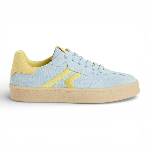 Tamaris Women's Blue Leather Yellow Stripes Trainers Sneaker Shoes