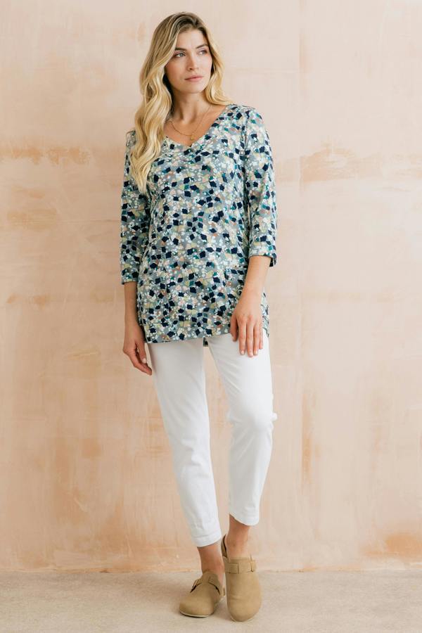 Lily & Me Coastal Jersey Print Tunic Ocean