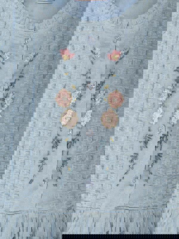 GWD Cardi Ice Blue Embroidered Mesh Dress