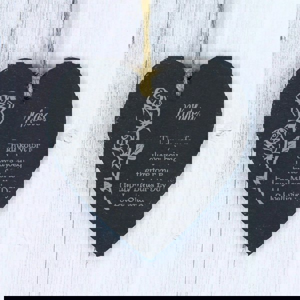 Personalised Memento Company Personalised Rose Slate Heart Decoration