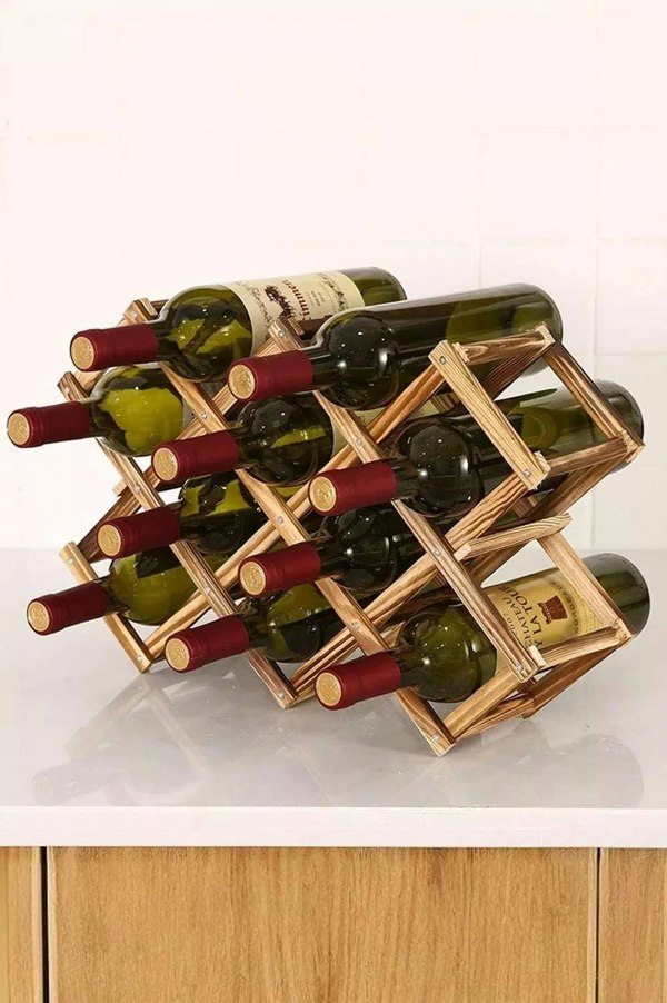 Living and Home Decorative Foldable Solid Wood Stackable Wine Rack