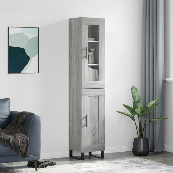 Berkfield Highboard Grey Sonoma 34.5x34x180 cm Engineered Wood
