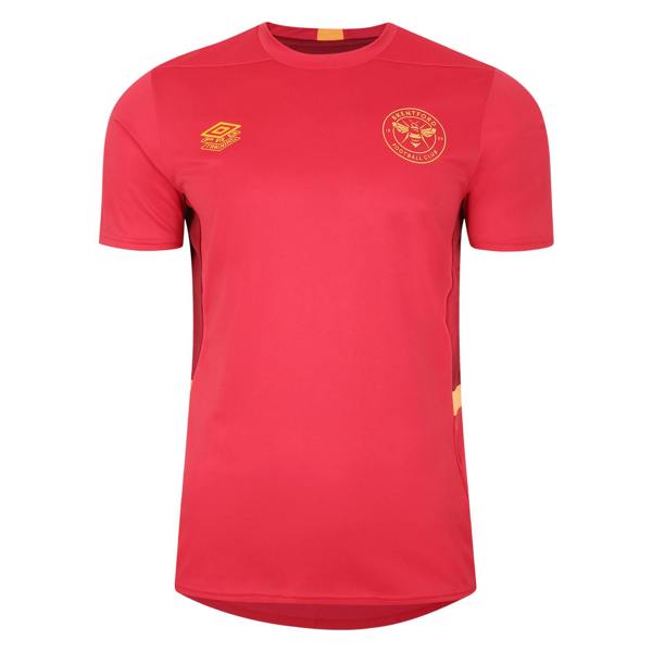 Umbro Mens 23/24 Brentford FC Training Jersey - Teaberry/Deep Claret/Orange Pop - 
