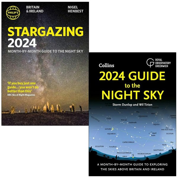 Philip's Stargazing 2024 By Nigel Henbest and 2024 Guide to the Night Sky By Storm Dunlop, Wil Tirion, Royal Observatory Greenwich 2 Book Set