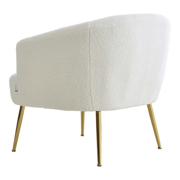 White Boucle Teddy Fabric Armchair with Metal Legs Tub Chairs Living and Home