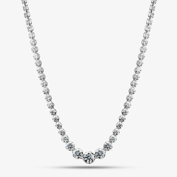 T. H. Baker 9ct White Gold Certified 10.00ct Lab Grown Diamond Graduated Tennis Necklace LGN23469-1000SF