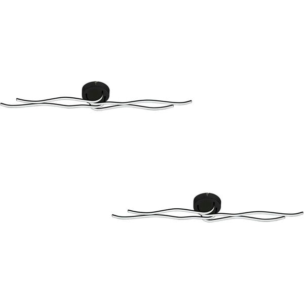 2 PACK Wall Flush Ceiling Light Colour Black Shade White Plastic LED 40W Inc Loops