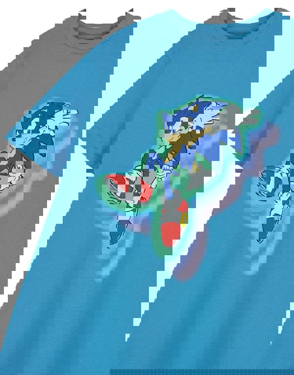 Sonic the Hedgehog Boys Blue Glow Trio Short Sleeved T-Shirt