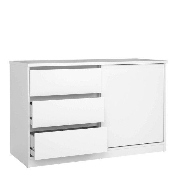 Wyld Haus Budapest White Wooden Storage Unit 1 Door 3 Drawers
