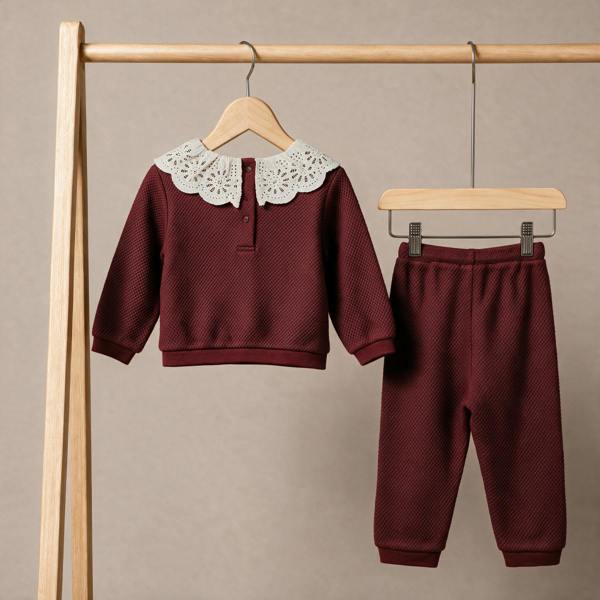 Girls Maroon 2 Piece Top And Bottom