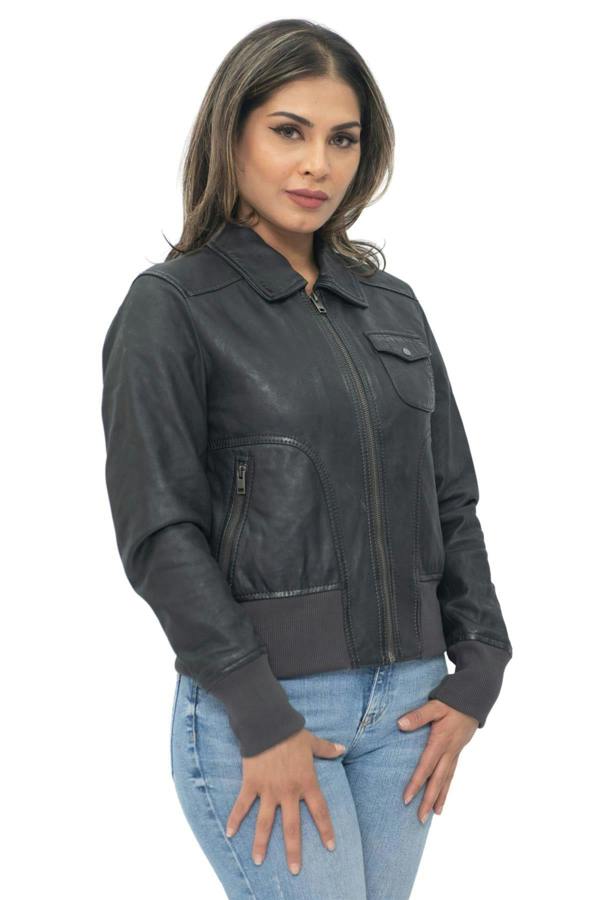 Infinity Leather Womens Leather MA-1 Varsity Jacket-Ann Arbor