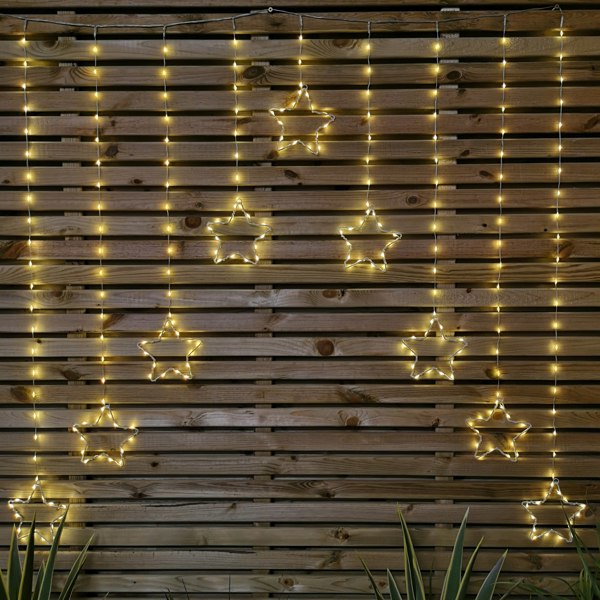 Samuel Alexander 1.2m Warm White LED Star Curtain Lights Christmas Decorations