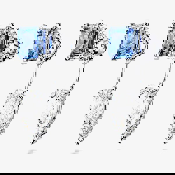 Swarovski Mesmera Blue Mixed Cut Rhodium Plated Jacket Earrings 5665767