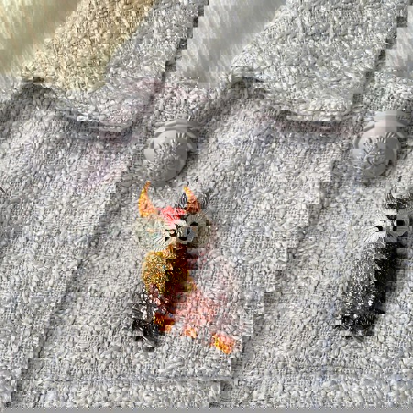 owl brooch with diamante multi colour