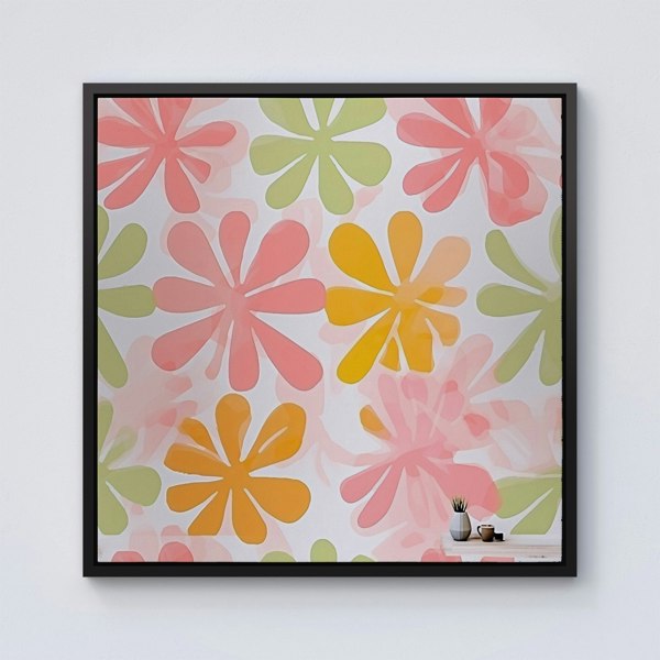 Warren Reed Yellow And Pink Flowers Framed Canvas