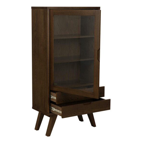 Wyld Haus Kotka Dark Oak Wood Display Cabinet 2 Drawers 2 Shelves