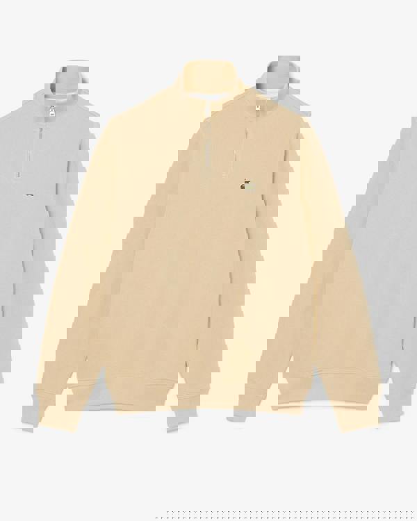 Lacoste Zippered Stand-Up Collar Cotton Sweatshirt - Millet 8XF