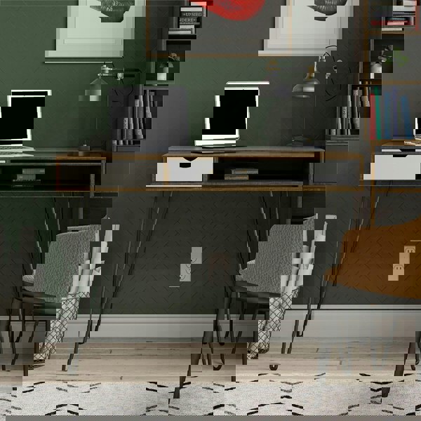 Dorel Home Concord desk with storage in brown / grey