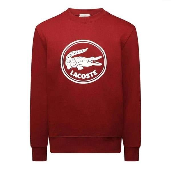 Lacoste Mens Logo Crew Neck Sweatshirt - Red - 