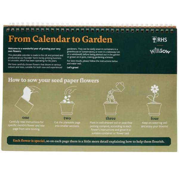 RHS, Plantable Flower Large Easel Desk Calendar 2027, Desk Calendars, Month To View, Lifestyle, Gift