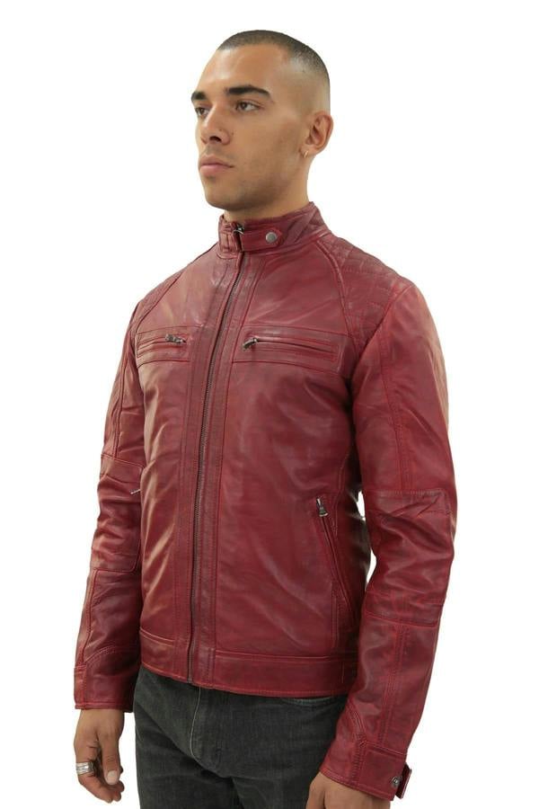Infinity Leather Men's Vintage Leather Quilted Biker Jacket-Monaco