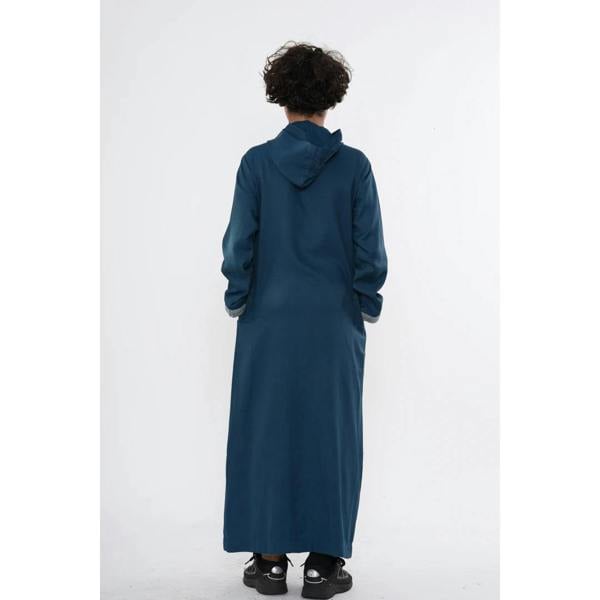Boy's Moroccan Thobe Hooded Gandoura Embroidery Jubba - Aqua - Thobez - 14