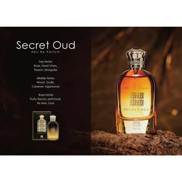 Anfar Secret Oud Private Edition 100ml EDP styled on stone base