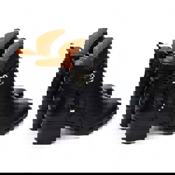 Pikolinos Daroca - Women’s Black Leather Bootie Heeled Biker Boots