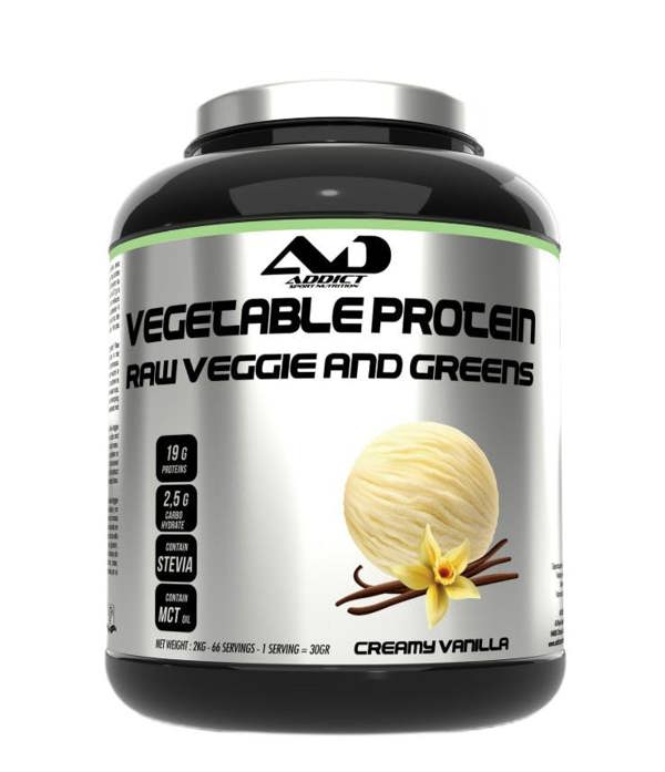 Addict Sport Nutrition Vegetable Protein Raw Veggie and Greens, Creamy Vanilla - 2000g
